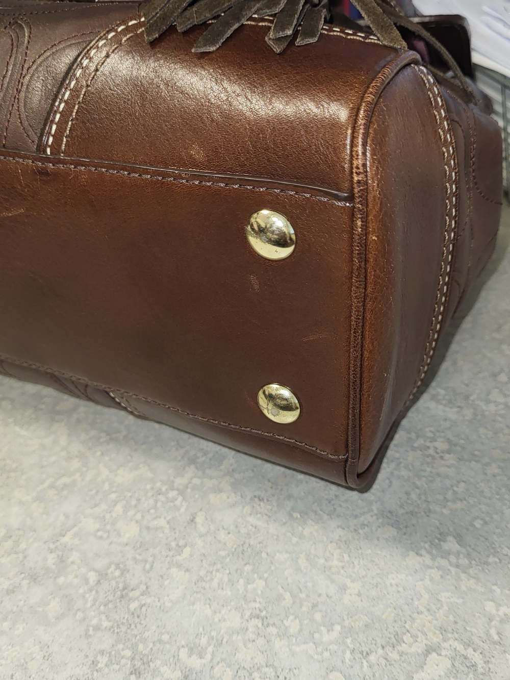 Vintage Coach Hamptons Embossed Leather Satchel Bag Mahogany Brown - Picture 4 of 8